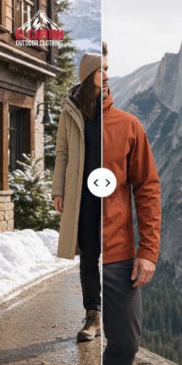 A vertical Slider ad comparing two El Capitan products across a draggable split.